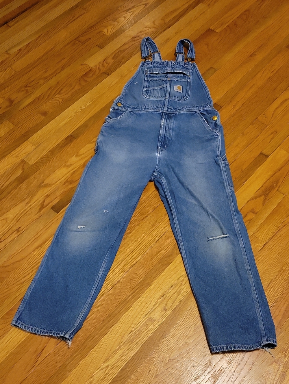 Carhartt Men's Light Blue Denim Relaxed Overalls 34x32